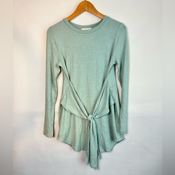 Anthropologie Pure+Good Providence Tunic Top Small Seafoam Green Tie Front NEW - Picture 1 of 6